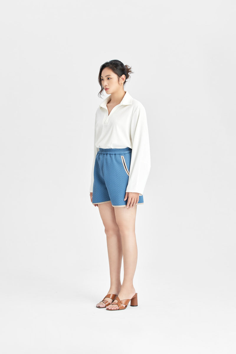 Nautical Blue Shorts with curved pockets