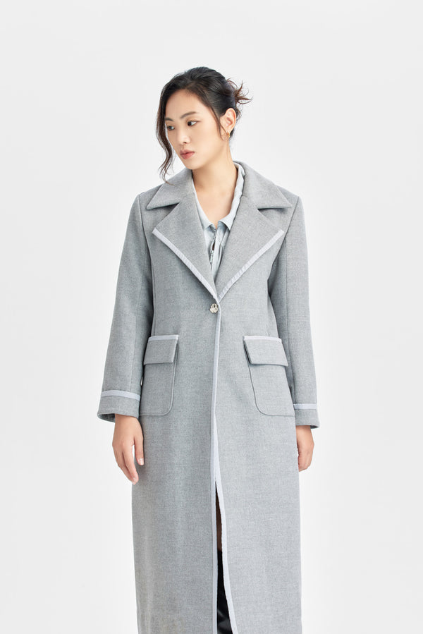 Grey Long Tailored Coat