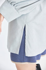 藍紫色弧線口袋鋪棉短褲