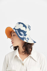 Abstract botanical print wave hat
