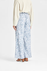 Flowing water print wide flared trousers
